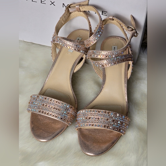 Alex Marie Women's Rose Gold Embellished Heels Size 8 1/2 - Picture 3 of 15